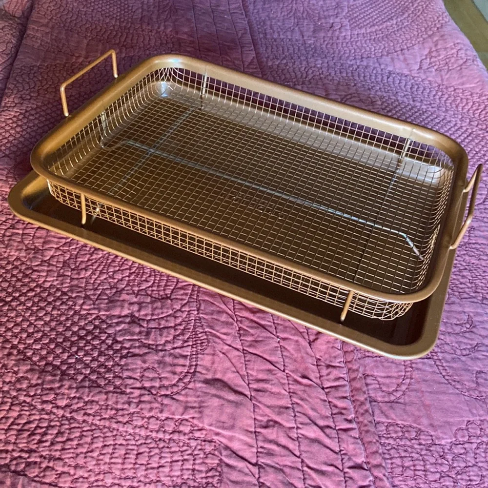 Crofton Copper Crisper Nonstick Basket & Cookie Sheet Two Piece Set - Picture 3 of 9